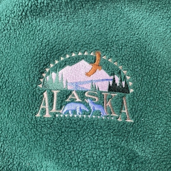 Vintage Polar Graphics Green Fleece Alaska Vest Size Medium USA - Picture 5 of 6